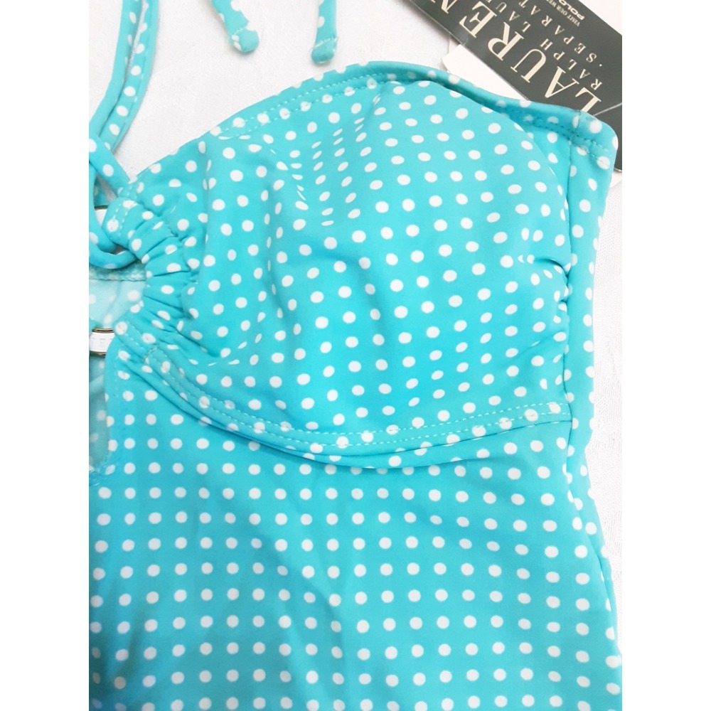 Ralph Lauren Separates Top Womens Size 6 Blue White Polka dots Swim Halter - Picture 4 of 16